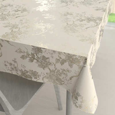 Biante Zamatový obdĺžnikový obrus Isabela Flower IBL-022 Zlaté kvety na smotanovom 140x220 cm