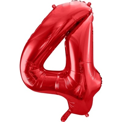 PartyDeco Fóliové číslo 4 červené 86 cm