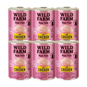 WILD FARM Пастет с пилешко месо 6x400 г - безглутенова храна за котки