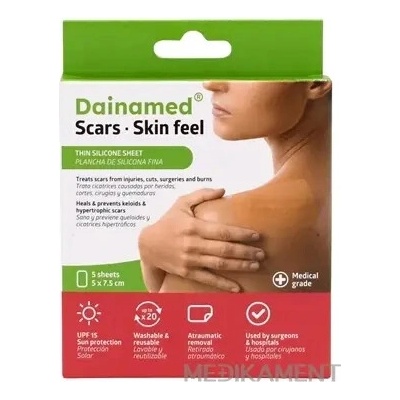 Dainamed Scars Skin Feel tenká silikónová náplasť na jazvy 5 x 7,5 cm 5 ks