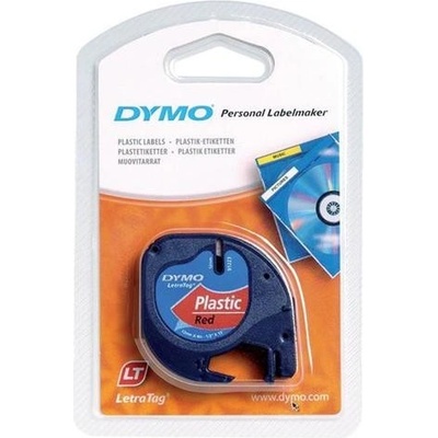 DYMO LetraTag 59424, S0721580 / 91203, S0721630, 12mm x 4m, черен печат/червен фон, оригинална лента (S0721630)