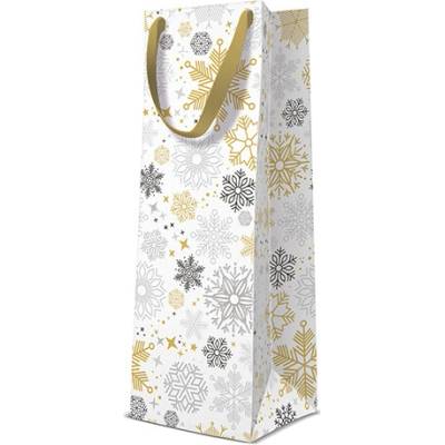 PAW Darčeková taška vianočná 12x10x37 cm Metallic Snowflakes