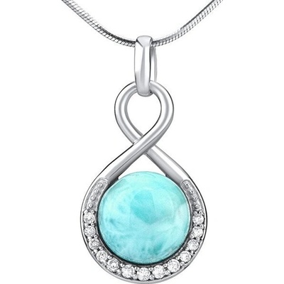 SILVEGO Strieborný prívesok s prírodným Larimar JSTS14709LR