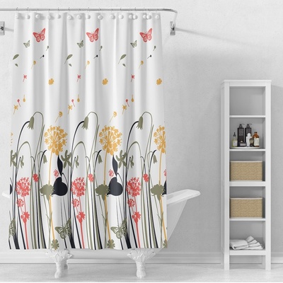 AQUALINE ZV038 bílá barevné kytky 180 x 180 cm