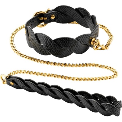 Obojok s vodítkom GP ECLIPSE LUNAR BRAIDED čierny