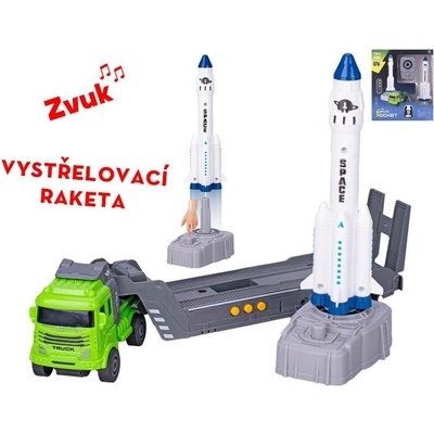 Mikro trading Auto nákladní na setrvačník - 30 cm + raketa s vystřelovačem
