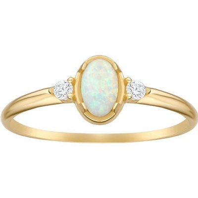 SILVEGO Zlatý prsten Venus ze žlutého zlata se syntetickým opálem a Brilliance Zirconia FNNNP232RGYOW