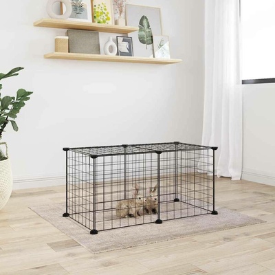 vidaXL 8panelová ohrádka pro zvířata černá 35 x 35 cm ocel 9799.3114049