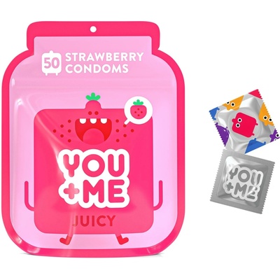YOU ME Juicy kondómy so šťavnatou jahodovou arómou 50 ks