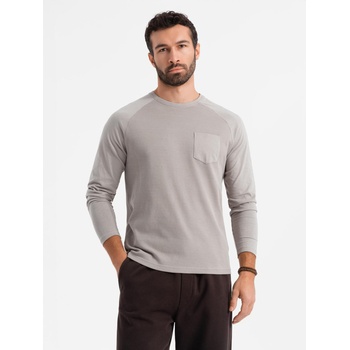 Ombre Clothing Мъжка сива памучна тениска с дълъг ръкав Ombre Clothing | Siv | МЪЖЕ | S