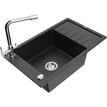 Mexen Elias гранитна мивка с 1 камера с отцедник и кухненски смесител Duero, (6511-75-671600-00)