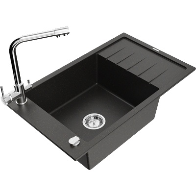 Mexen Elias гранитна мивка с 1 камера с отцедник и кухненски смесител Duero, (6511-75-671600-00)