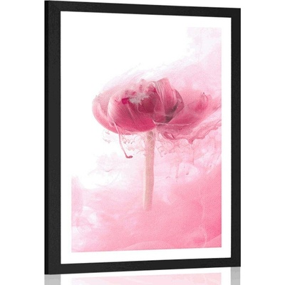 Plakát s paspartou růžový květ v zajímavém provedení - 40x60 silver