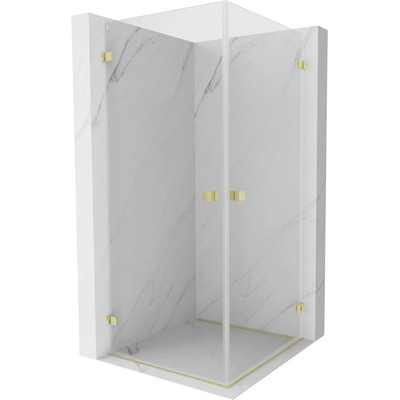 Mexen Lunar-B Duo Душ кабина с отваряща се врата 80 x 80 см, прозрачно стъкло, златисто матирано - 832-080L-080P-55-00 (832-080L-080P-55-00)