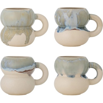 Bloomingville Сини/кремави глинени чаши в комплект от 4 бр. 400 ml Luna - Bloomingville (82062967)
