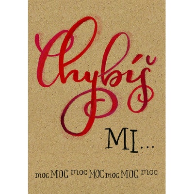 Baloušek BeBechy - přání Chybíš mi, A6, kraftový papír