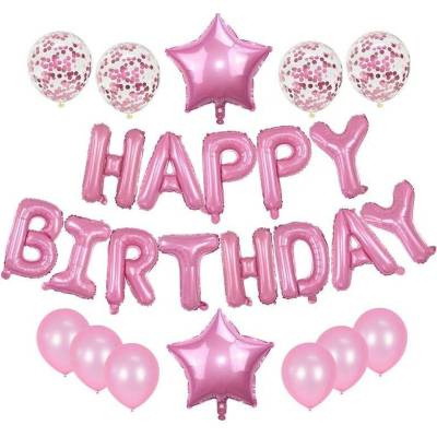 Balónkový set Happy Birthday růžový