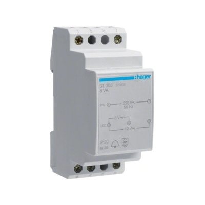 HAGER Trafo ST303 230/8V-1A,12V-0,67A ST303