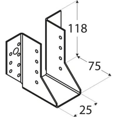 Domax 25x118x75x2,0 mm Trámová papuča vonkajšia WB1