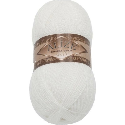 Bellatex Angora Gold Simli 100g, 55 biela