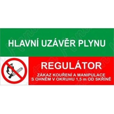 Hlavní uzávěr plynu, plast 150 x 75 x 0,5 mm