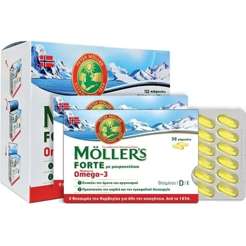 Möller’s Хранителна добавка Омега 3 с рибено масло от черен дроб, Moller' s Omega-3 Forte 150 caps