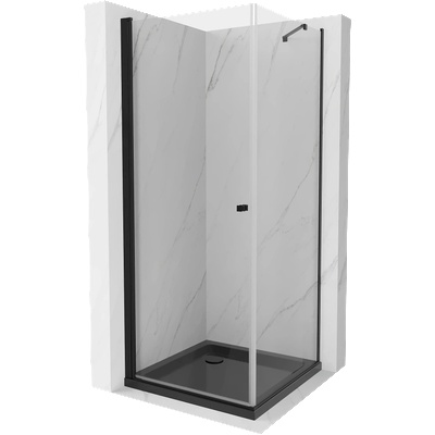 Mexen Pretoria люк кабина за душ 80 x 80 см, прозрачна, черна + поддушово корито (852-080-080-70-00-4070B)