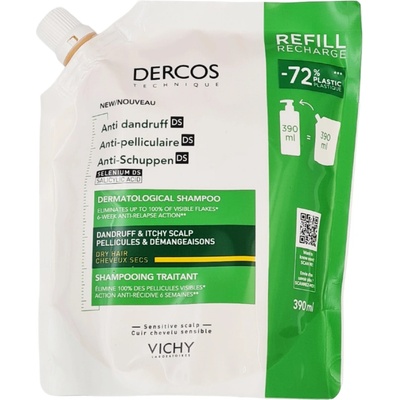 Vichy Dercos Anti Dandruff Dermatological Shampoo for Dry Hair Refill 390 ml