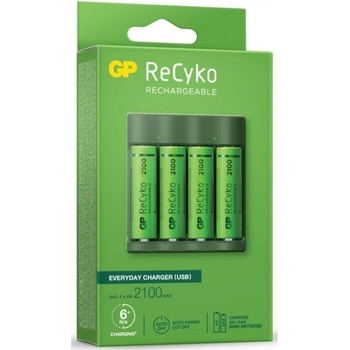 GP Зарядно устройствo GP B421, за батерии 4 x AA и AAA, с включени батерии 4x AA 2100mA (B421-210AAHCE-EB4)