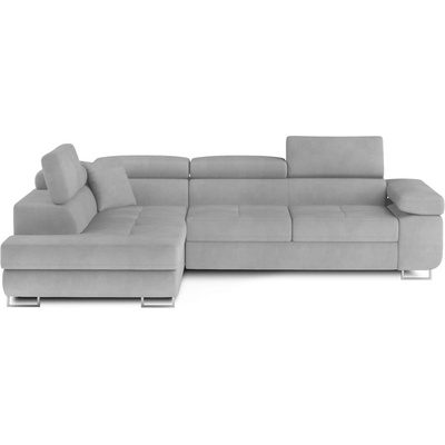 Eltap Светлосив кадифен разтегателен ъглов диван с място за съхранение (ляв ъгъл L форма) Anton - ELTAP (An_70)