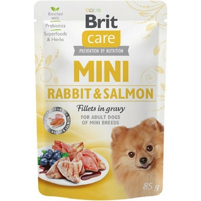 Brit Care adult mini rabbit and salmon fillets in gravy 85 g