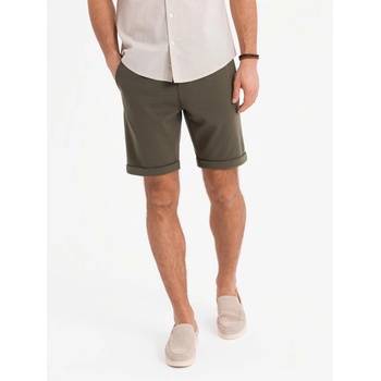 Ombre Clothing Мъжки плетени шорти с подгънати крачоли Ombre Clothing Ombre Clothing | Zelen | МЪЖЕ | S