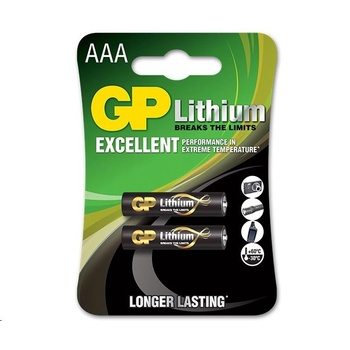 GP Batteries литиева батерия, HR03, 2xAAA, 1.5V, 2 бр. /блистер B15112, черна (B15112) (B15112)