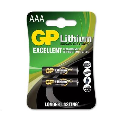 GP Batteries литиева батерия, HR03, 2xAAA, 1.5V, 2 бр. /блистер B15112, черна (B15112)