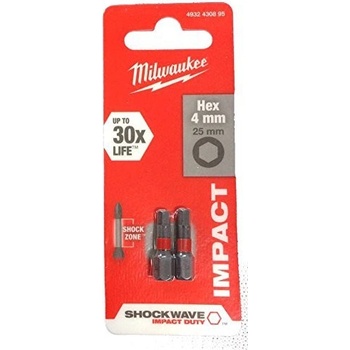 Milwaukee Skrutkovacie bity ShW Hex 4 25 mm 2 ks