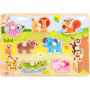 Tooky toys Дървен пъзел с дръжки, Диви животни (ty857)