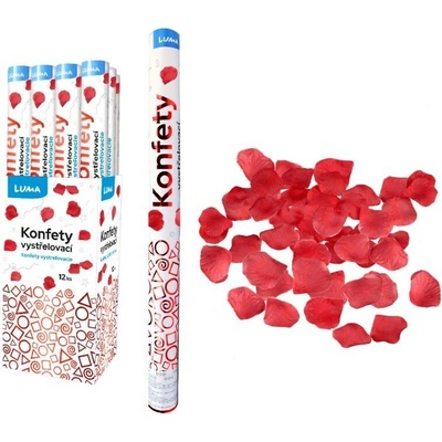 LUMA konfety vystreľovacie, 60cm, lupene ruží, červené