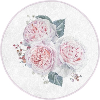 Mila Home Бяло-розов кръгъл килим подходящ за пране и за прахосмукачки роботи ø 100 cm Comfort - Mila Home (HaliYuv-Comfort-2536-100x100)