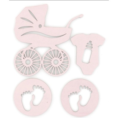 Galeria Papieru Samolepicí dřevěné výřezy - motiv Baby, růžové, 4 ks