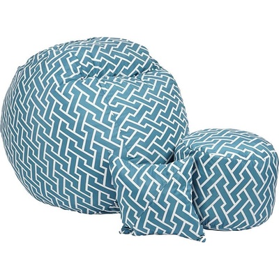PUFRELAX Комплект Барбарон с табуретка за крака и декоративна възглавница 500л. Matusalem, Zippity Turquois, Перящ се калъф, Подходящ за деца, Пълнеж с микс от мемори пяна и дунапрен, Гама Premium (PUF-M-MOP-PT-ZIT)