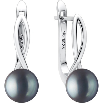 Gaura Pearls stříbrné náušnice s černou perlou Bella SK22104EL/B černá