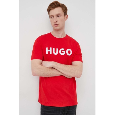 HUGO Памучна тениска hugo в червено с принт 50467556 (50467556)