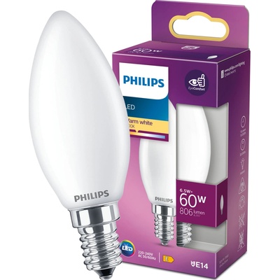 Philips 8718699762698 LED žiarovka 1x6,5W E14 806lm 2700K teplá biela, matná biela, EyeComfort