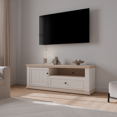 Forte Tv шкаф thirteen, 149.50 см, бяло/дъб Рива (pntt121l-q214)