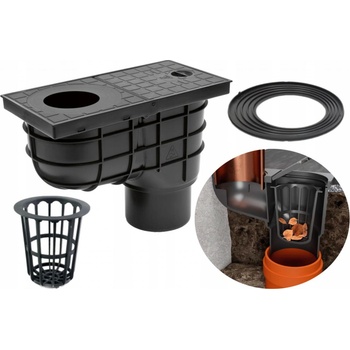 Chudej Strešný lapač Kanalizačná vpusť spodná štandard D110 mm čierna KV110ST