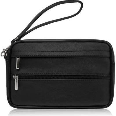 Abruzzo Dvoukomorová pánská etue do ruky přírodní kůže černá – Hledejceny.cz