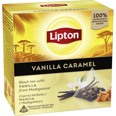Lipton Černý čaj pyramidy příchuť vanilky a karamelu 20 x 1,7 g