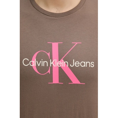 Calvin Klein Jeans Памучна тениска Calvin Klein Jeans в бежово с принт LV040EM286 (LV040EM286)