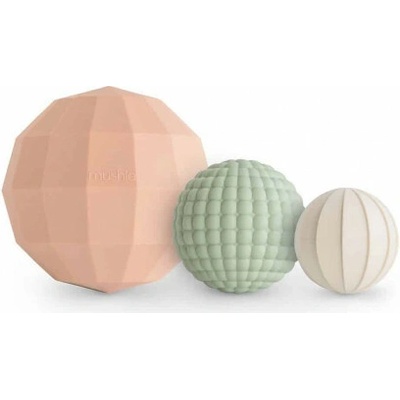 MUSHIE Silikónové senzorické guličky Nesting Spheres Blush