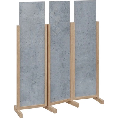 Atmosfere LINE 116 dřevěný 3-dílný paraván mobilní výška 1600 mm rám dub bardolino výplň beton šedý